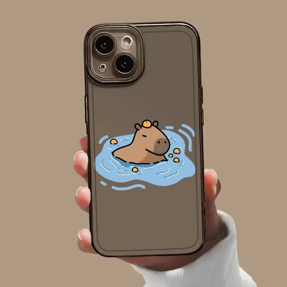 Cute Capybara Phone Case for IPhone 16 15 14 13 12 11 Pro Max Mini X XS MAX 7 8 Plus Fundas Funny Animal Transparent Soft Covers