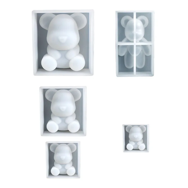 الكريستال الراتنج شبه الإغاثة الدب قالب من السيليكون DIY مجوهرات الدب شبل كبير الدب العنيف قلادة