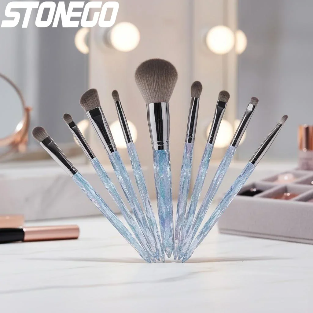 

9 шт., набор кистей для макияжа с кристаллами льда, профессиональные румяна, тени для век, высококачественные косметические инструменты для любителей макияжа