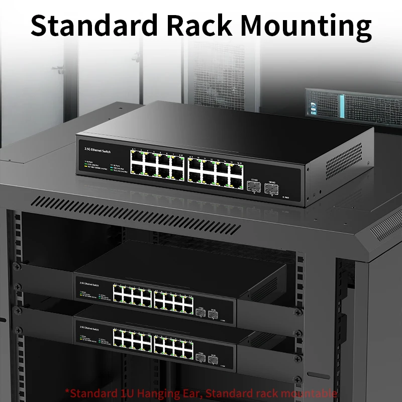 HORACO 16 Port 2.5G Ethernet Switch with 2 Port 10G SFP+ Network Switch 120G Bandwidth Unmanaged Networking Home Lab Switch