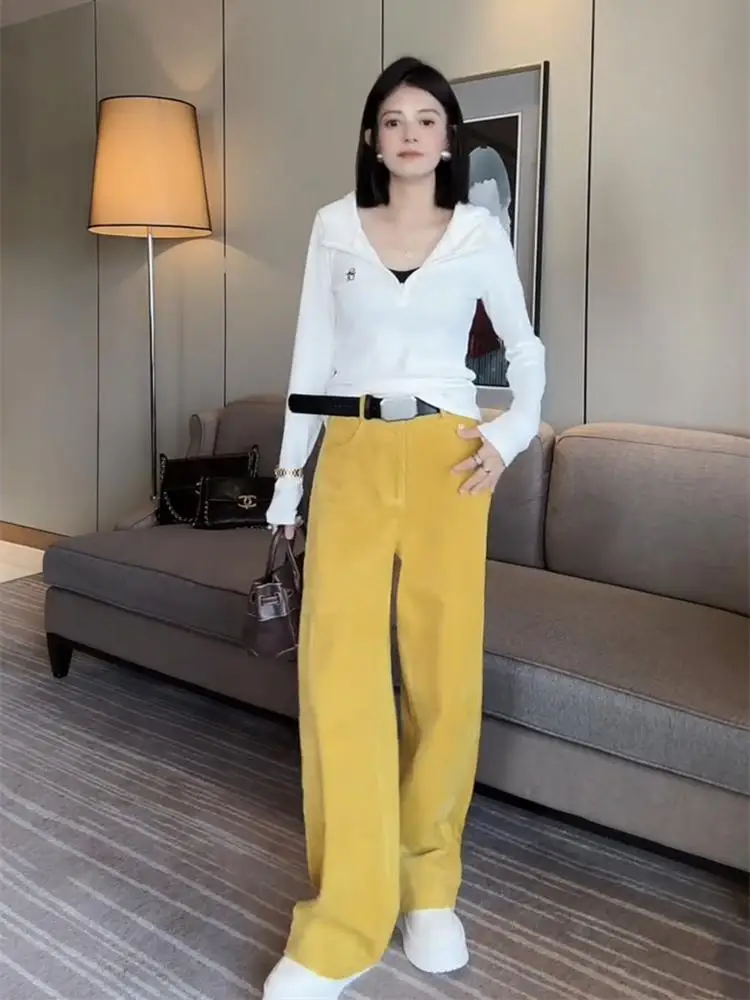 

Модные элитные темпераментные свободные брюки, корейская версия, утягивающие разноцветные повседневные универсальные брюки для женщин