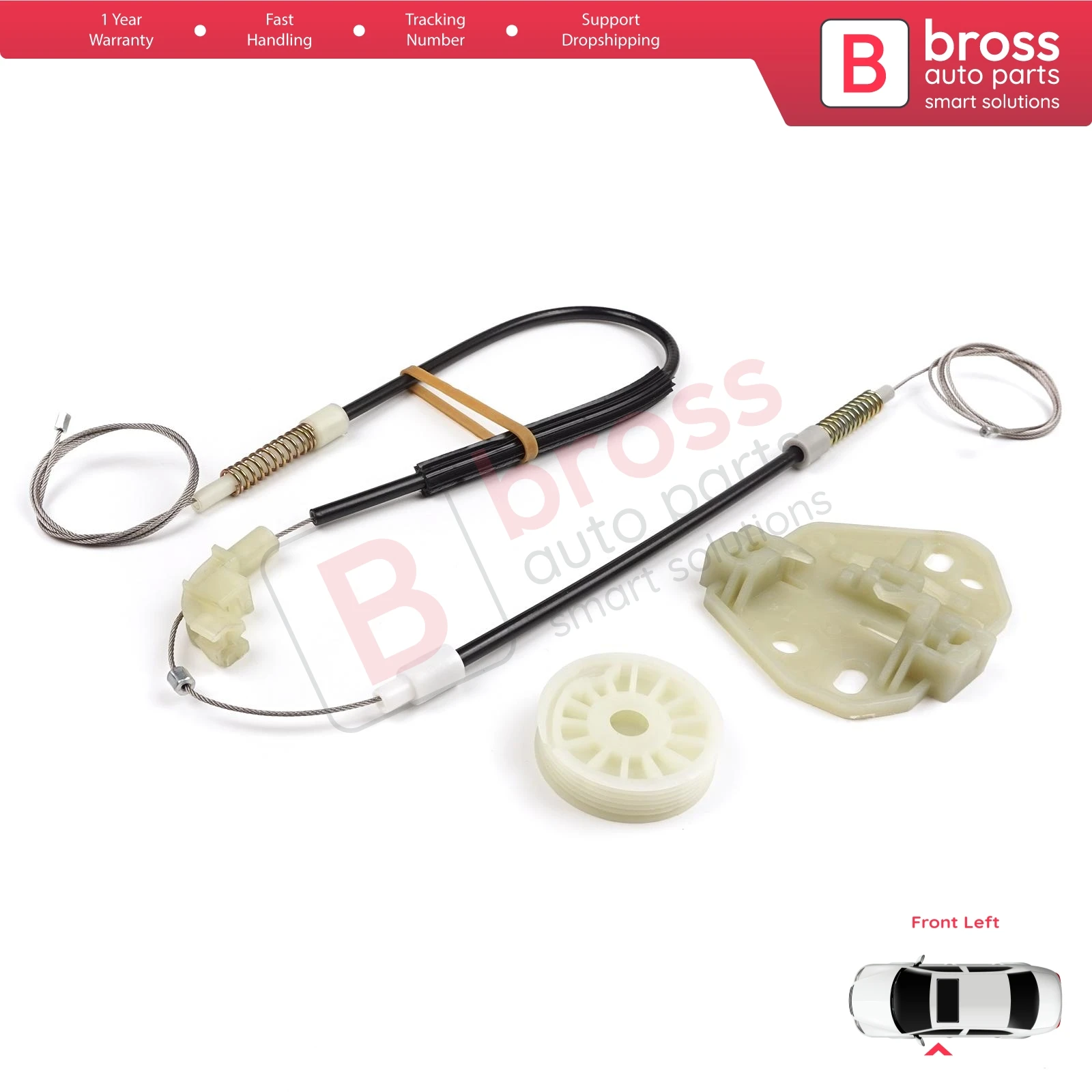 Bross BWR1014 Elektrische Ruitbediening Regulator Reparatie Kit Linksvoor Deur Voor Mercedes Axor 2001-2004 Atego 1998-2004