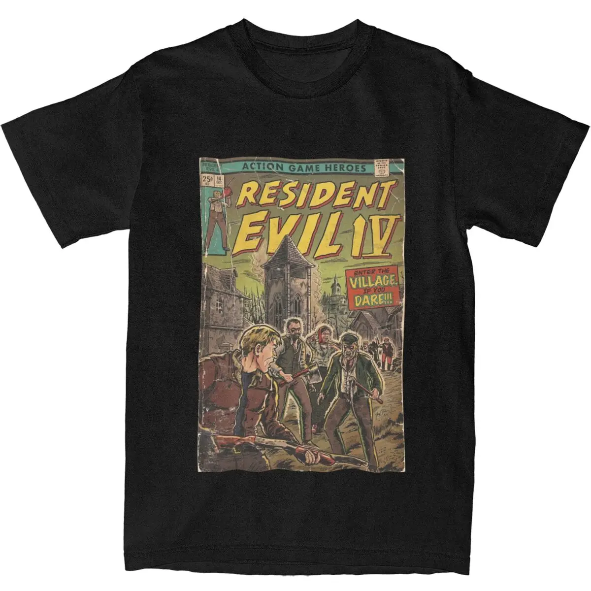 Camiseta de algodón con cubierta de cómic para hombre, ropa de calle de manga corta Y2K, resident Eviled 4, novedad de verano