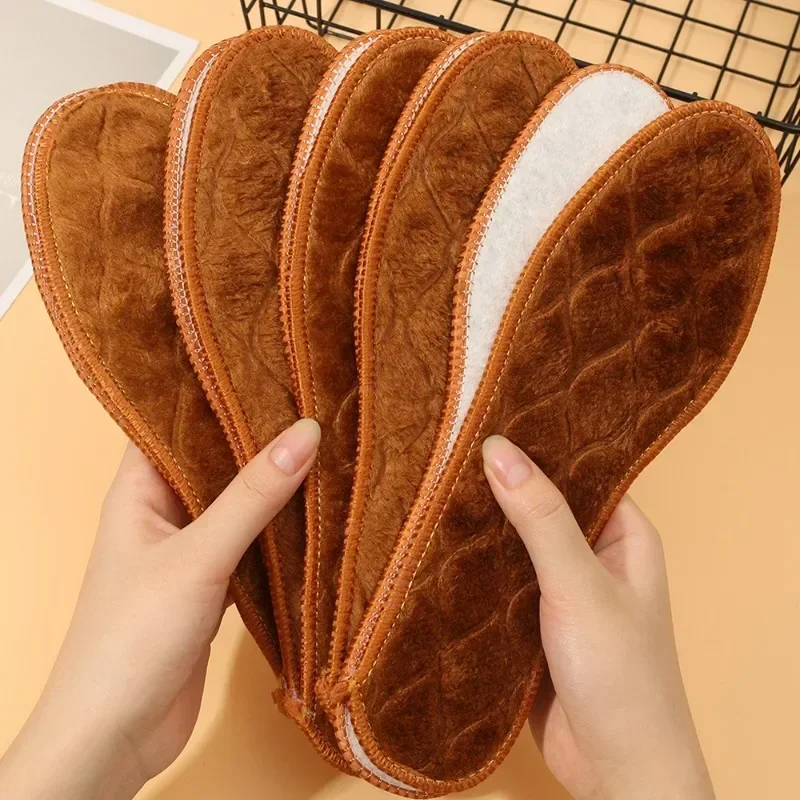 2/10pcs Winter Warm Alpaca Wool Insoles Thermal Thicken Plush Sports Shoe Sole Soft Snow Boots Shoes Heat Pad Inserts Unisex