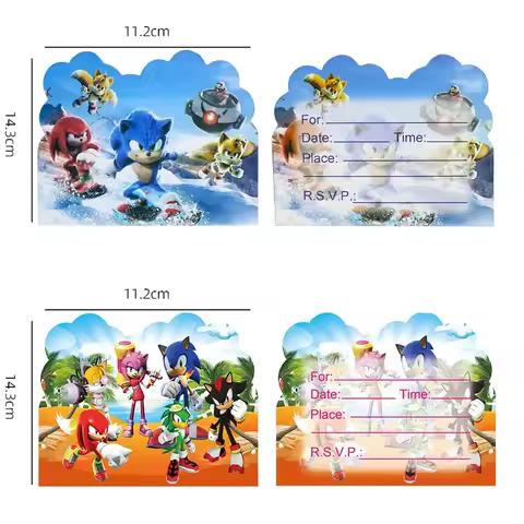 Disney Children's Discount New Sonic Invitation Cards Event Party Wedding Cards Boy's Birthday Party Paper Thank You Card Supply