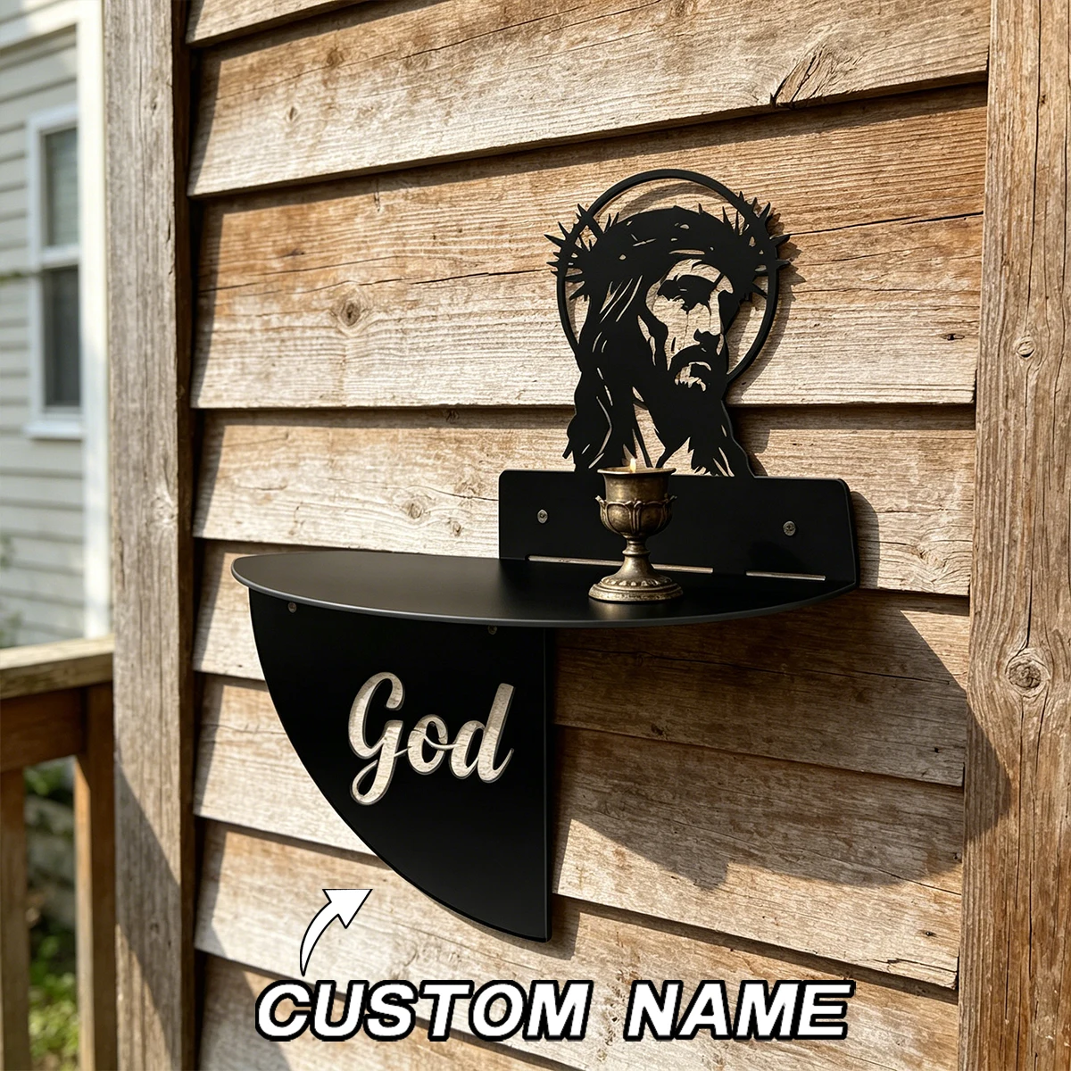 Custom Text Jesus Metal Decor Shelf Space Saving Home Decor for Living Room Kitchen Anniversary Gift Cheap home decor