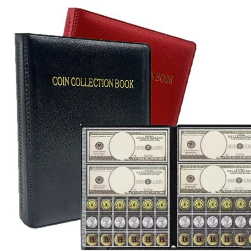 Portable Coin Collection Set Banknotes and Coins Transparent Loose-leaf Philatelic Book Album Pouch Holder For Organizer Storage