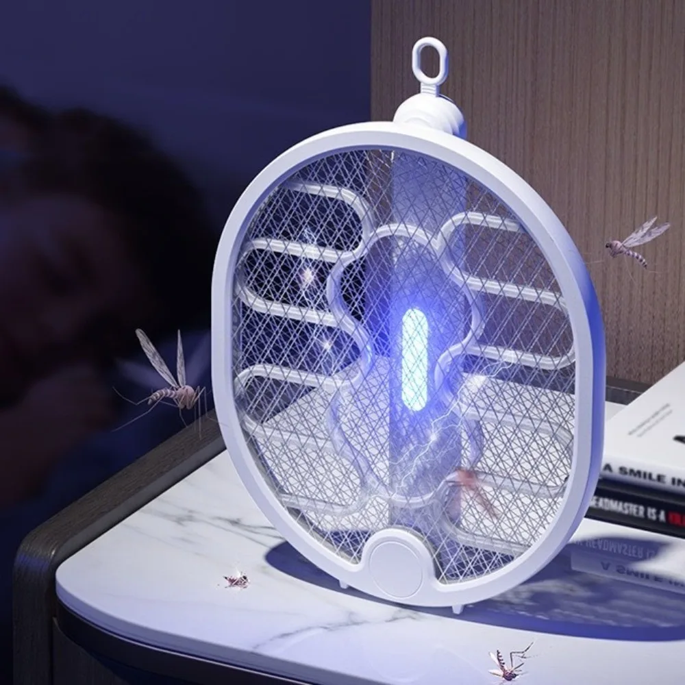 

Wall-mounted Electric Mosquito Racket with LED Night Light Handheld Fly Swatter Rechargeable Foldable Mosquito Killler Home