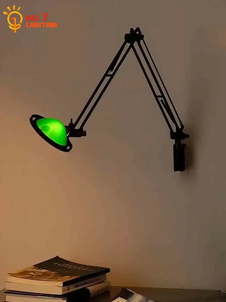 مصباح حائط بذراع هزازة ميكانيكية من Berenice ، نوردي ، مصمم من العصور الوسطى ، قابل للتعديل ، مثبت على الحائط ، دراسة استوديو ، قراءة بجانب السرير ، G4 #4