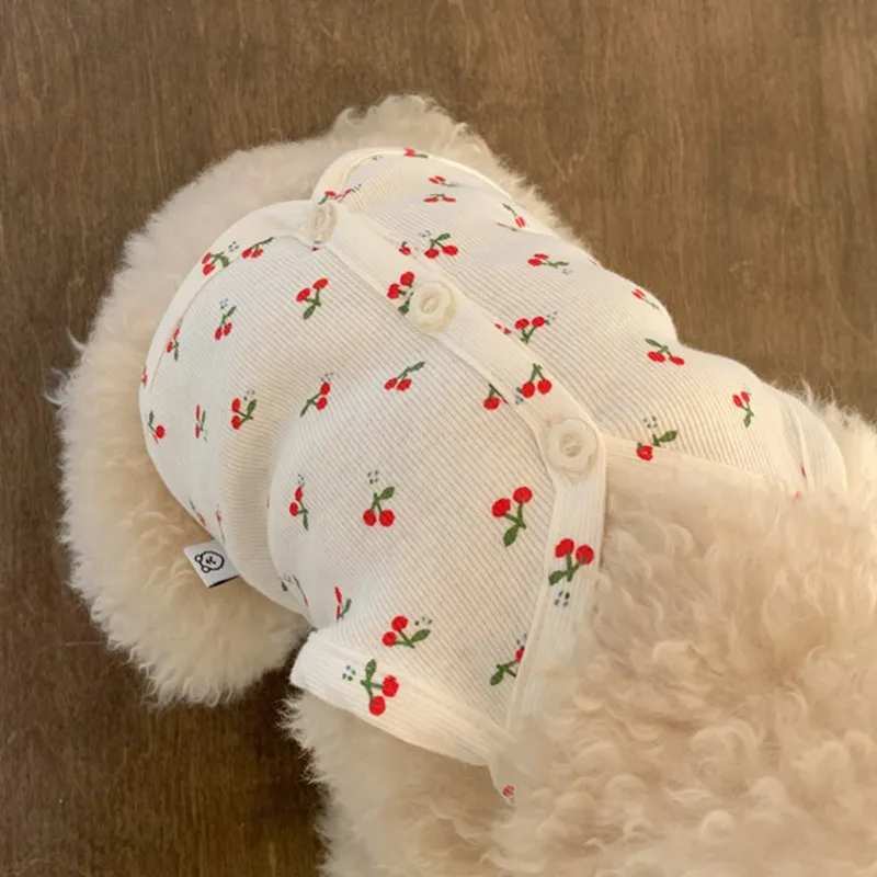 Cherry Vest Pet Dog Clothes Cute Condole Clothing Dogs Camisole Super Small Soft Chihuahua Print Thin Summer White Boy Mascotas