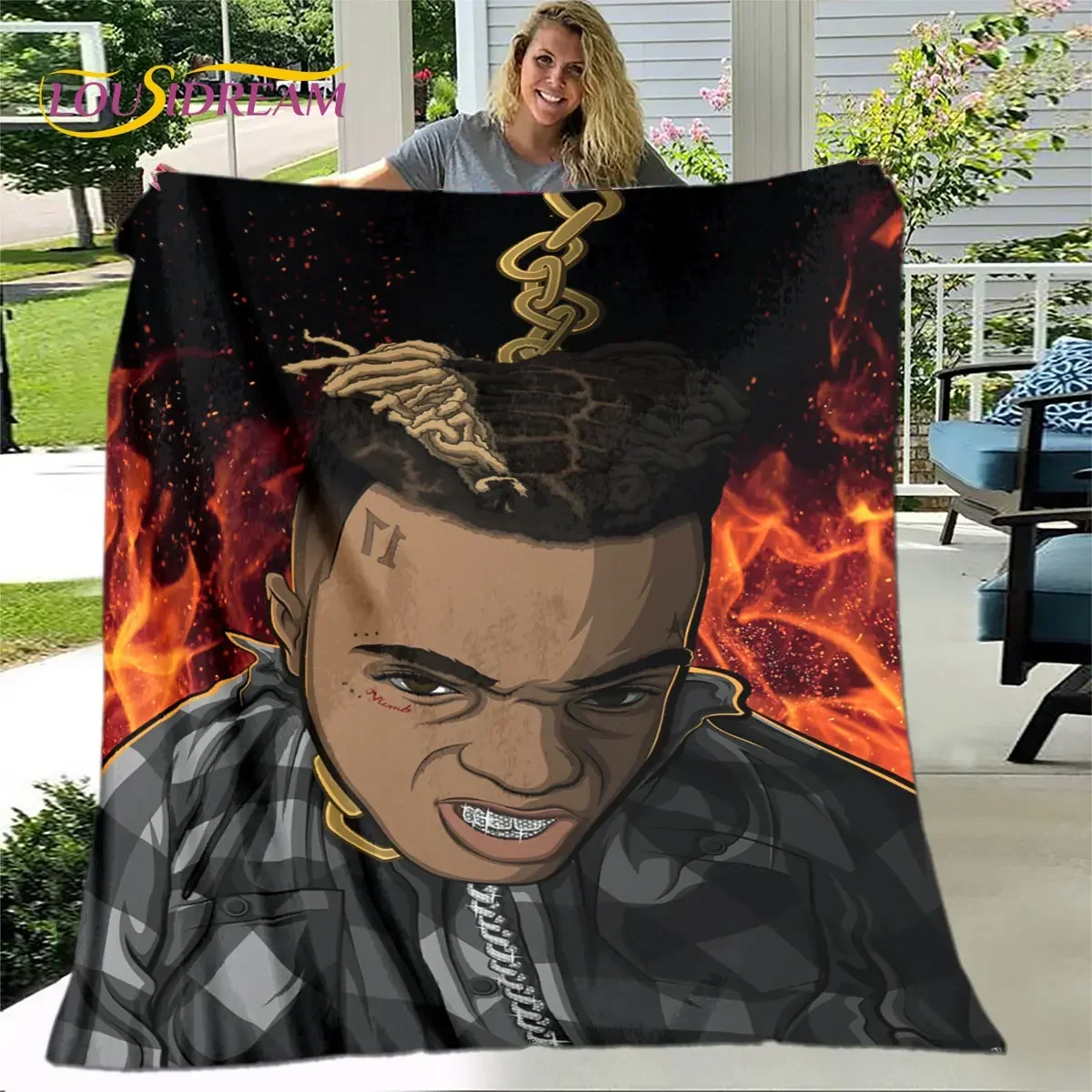 Cobertor de Pelúcia Macio Legend Star Hip Hop Art Rapper, Manta de Flanela para Sala de Estar, Quarto, Cama, Sofá e Cobertura para Piquenique