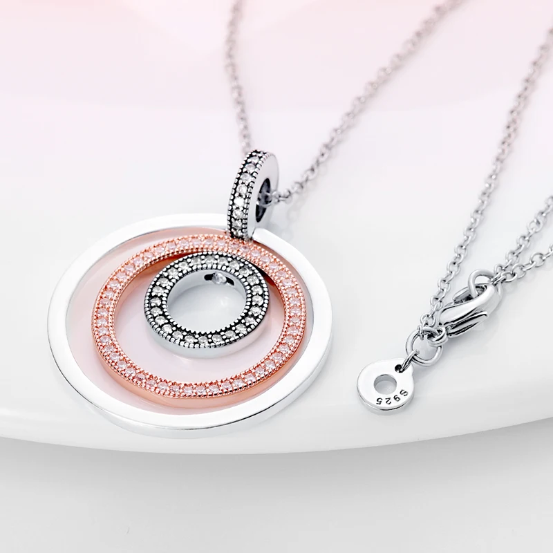 2022 Trend S925 Sterling Silver Ladies Necklace Luxury Jewelry High Quality DIY Romantic Fashion Three Ring Pendant Necklace