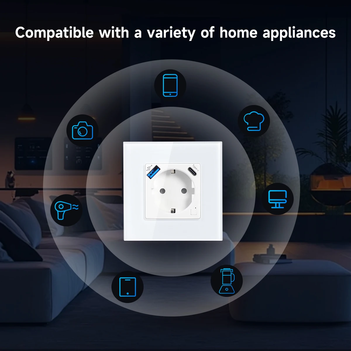 GEYA Wifi EU Socket With 20W Type-C USB Interface Fast Charging Ports Smart Sockets Support Tuya Smart Life Alexa App 16A - view 5