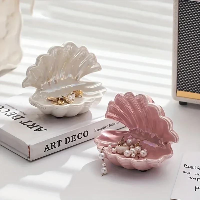 Mini Shell Jewelry Storage Tray,Necklace Display Stand Decorative Ornament,Minimally Designed Bathroom Sink Soap Box,Nice Gift