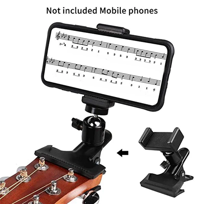 Guitar Phone Holder Rotatable Sheet Music Stand Guitar Live Video Phone Holder Musical Instrument Accessories