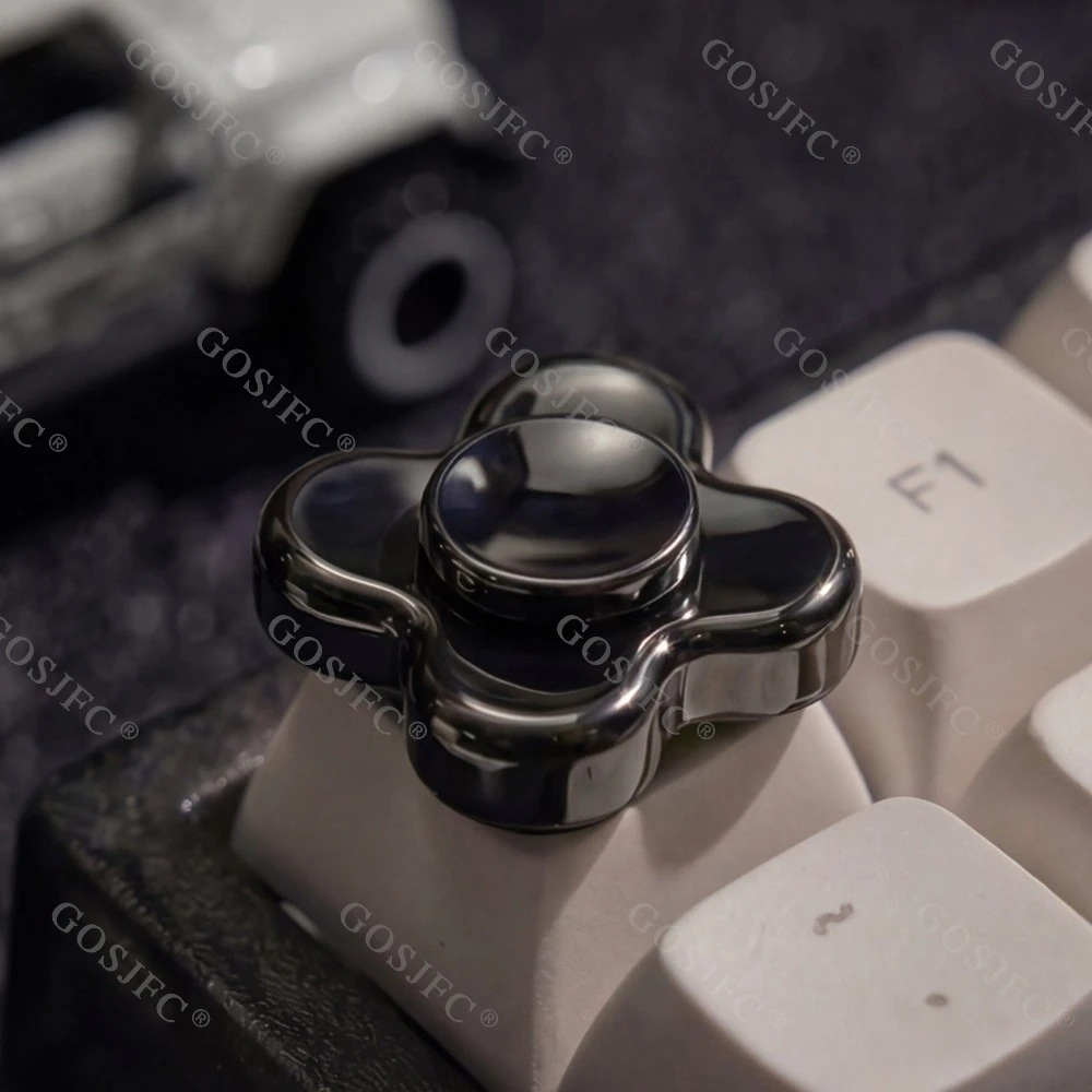 KASH EDC Super Mini Fidget Spinner Keycap Zirconium Black Multi-blade Fidget Spinner Original Designs Anxiety Relief Gadgets