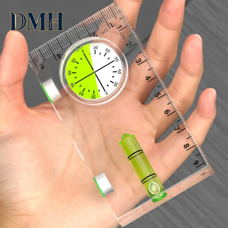 DMH-Acrylic Mini Level Ruler Strong Magnetic High-precision Shatterproof Mini Bubble Level for Precise Picture Hanging & Layout