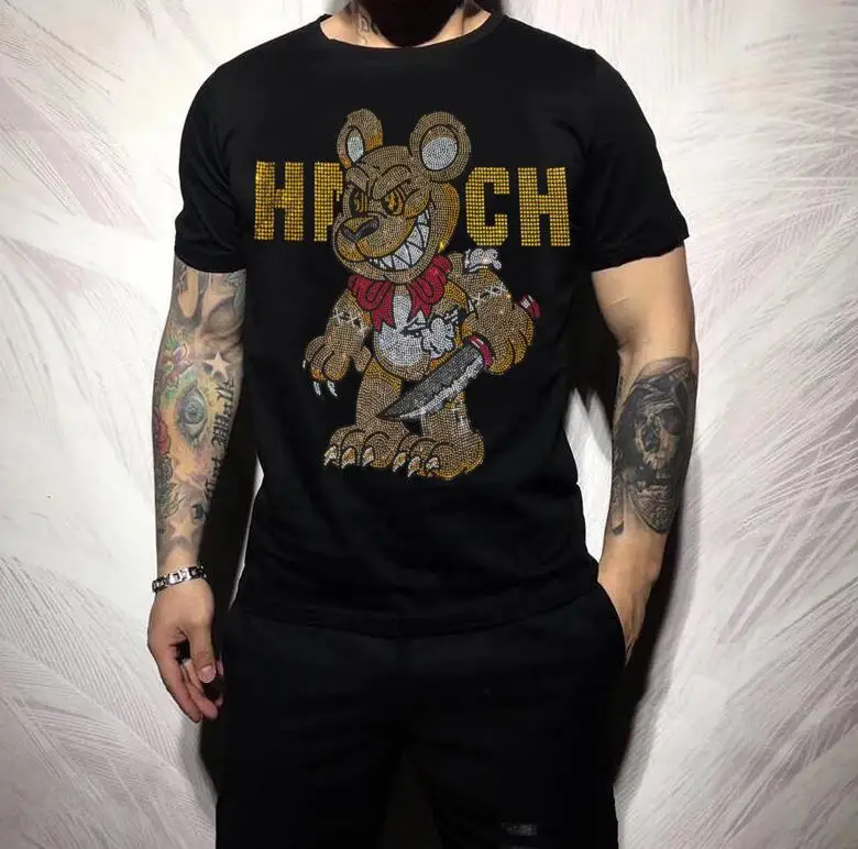 Harajuku Rhinestones Men tshirt Fashion men tshirt Style Clothes