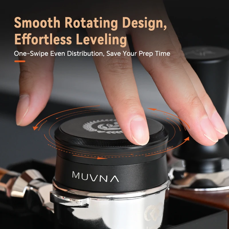 MUVNA Gravity Espresso Coffee Distributor 51/53/58.35mm Adjustable Pneumatic Coffee Leveler 304 Stainless Steel Detachable Base - view 4