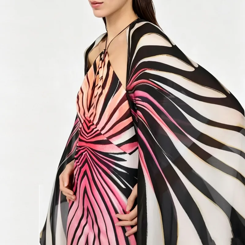 Women Striped Print Maxi Dress - огляд і ціна Maxi Dress Halter