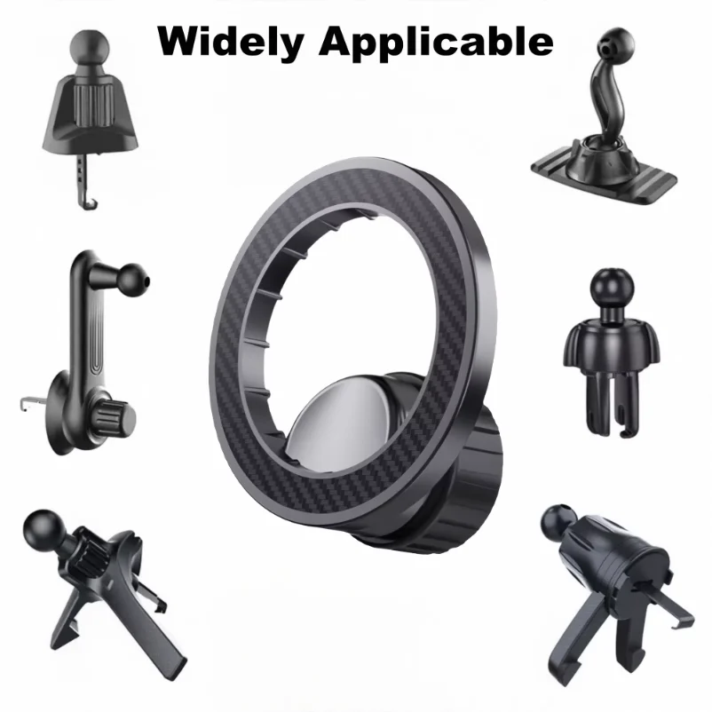 Magnetic Ring Phone Holder Mount 360° Adjustable - 17mm Ball Head Compatible iPhone 14 13 12 for Car Vent Dashboard Windshield