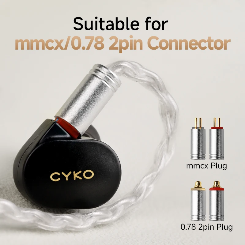 CYKO HIFI سماعة كابل 8 الأساسية 6N كريستال واحد النحاس الفضة مطلي كابل 3.5/4.4 مللي متر MMCX/0.78 مللي متر 2Pin IEM ترقية الكابلات