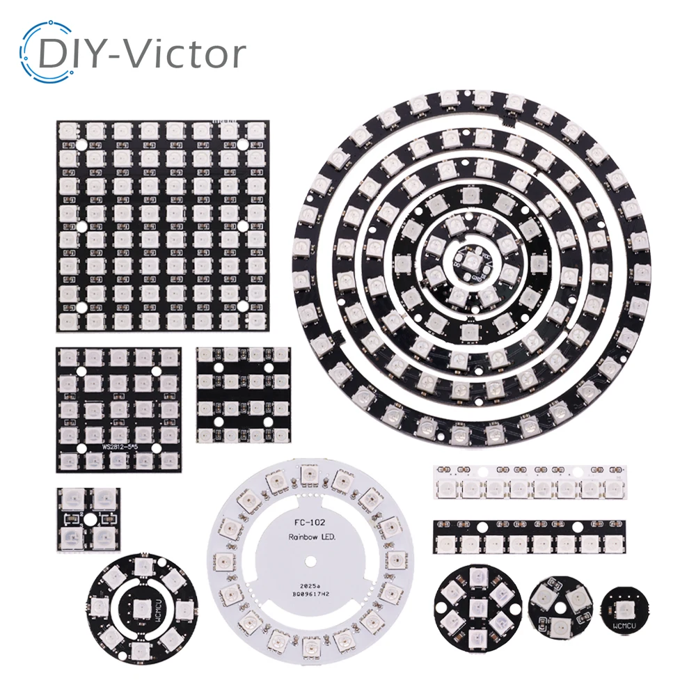 1Bit 3 4Bit 7Bit 8Bit 12Bit 16Bit 24Bit 32 64 bity WS2812 5050 RGB LED pierścień + zintegrowany sterownik moduł kontrolera dla Arduino DIY