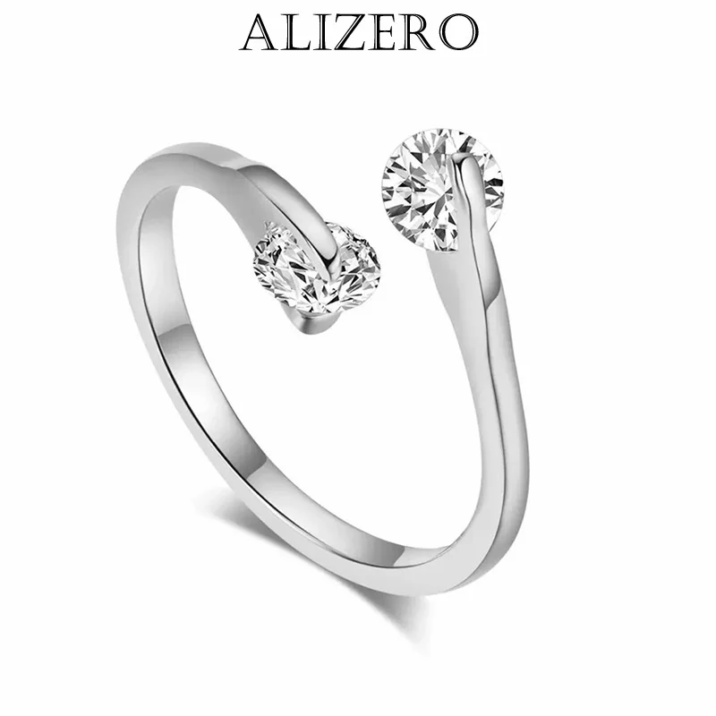 ALIZERO 925 Sterling Silver AAAAA Zircon Ring For Women Engagement Rings Bride Eternity Band Wedding Jewelry