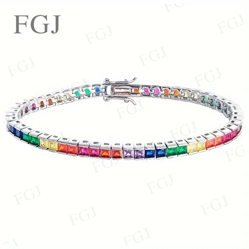 

925 Sterling Silver Bracelet Lab Grown Gemstone Bracelet Gold Plated Top Quality Bracelets Trendy Jewelry Gifts For Women Charms