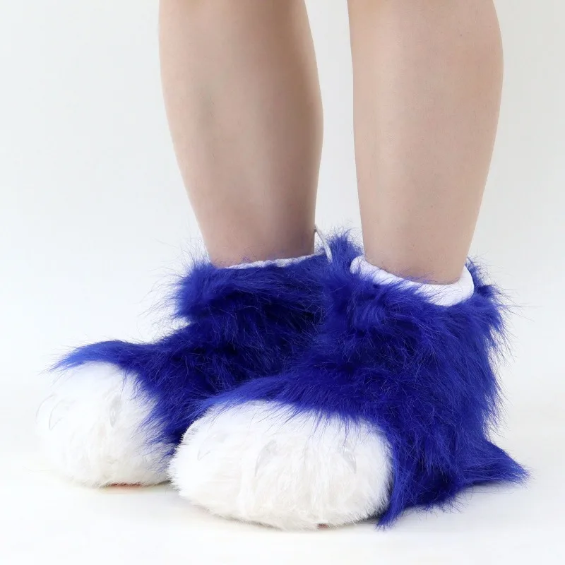 Cats Wolf Dog Foxes Fursuit Feet Paws Claw Shoes Furry Animal Fuzzy Slippers Halloween Cosplay Costume Accessories