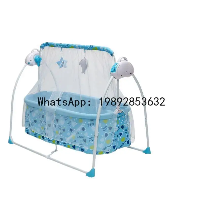 سرير مهد كهربائي متعدد الوظائف وقابل للطي لحديثي الولادة وسرير هزاز مهدئ للنوم الموسع #5