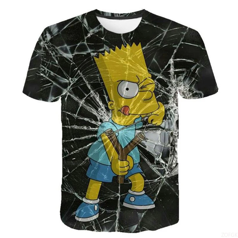 كارتون ذا سمبسنز أنيمي المسلسل التلفزيوني ثلاثية الأبعاد طباعة الرجال النساء تي شيرت عادية قميص الصيف الجرافيك تيز القمم زوجين #2