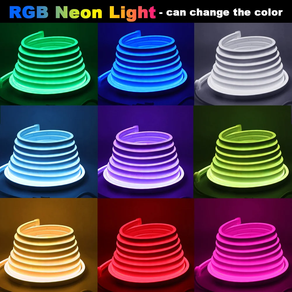 DC 5V RGB Neon LED Strip Rope Lights 0.5m 1M 2M 3M 4M 5M RGB Neon Tape For Sign Neon Decoration Waterproof Silicone Tube Lamp