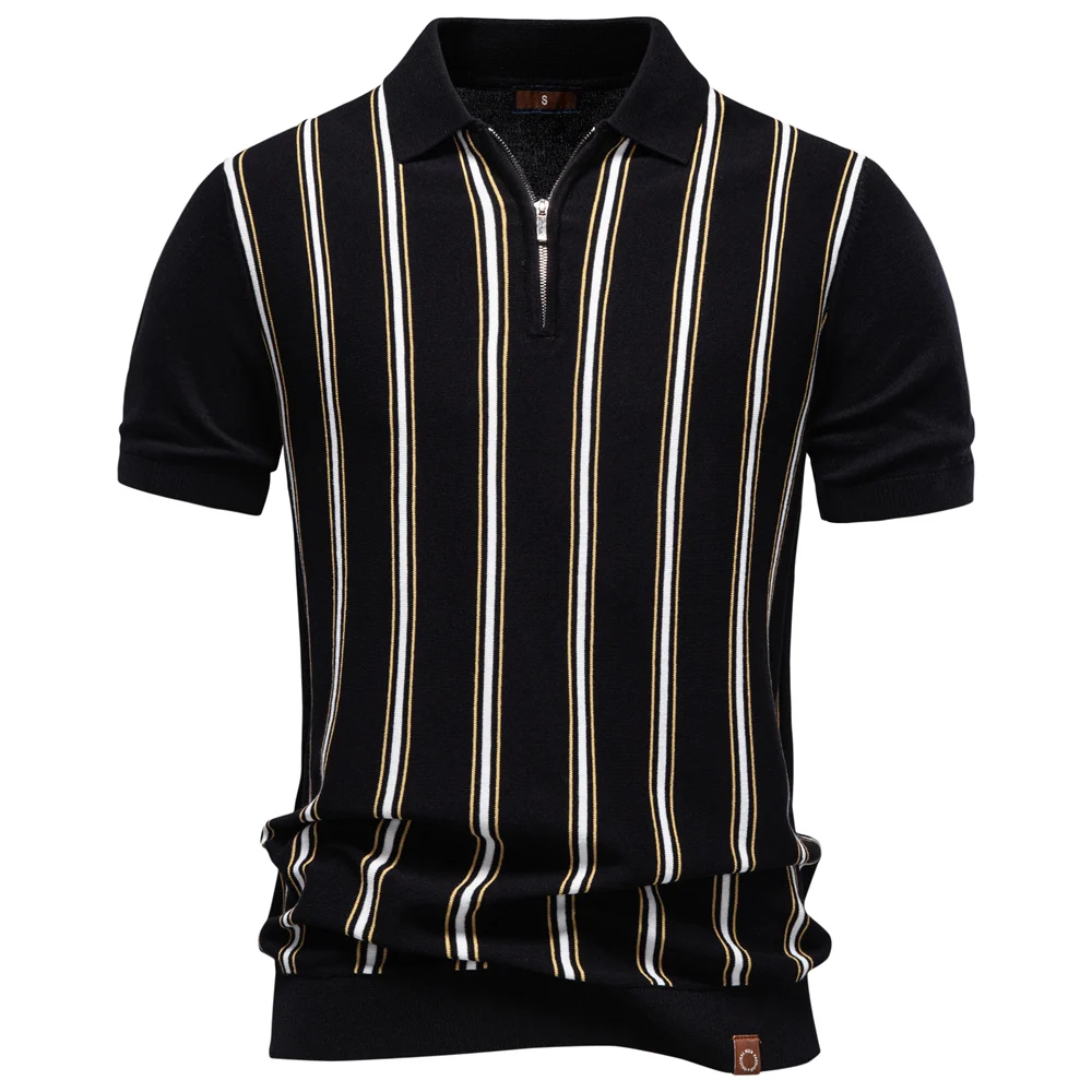 AIOPESON Herren Gestreiftes Poloshirt im Old Money Stil Kurzarm Weich Atmungsaktiv Lässig Eleganter Stoff für Komfortables Tragen – Detail 6