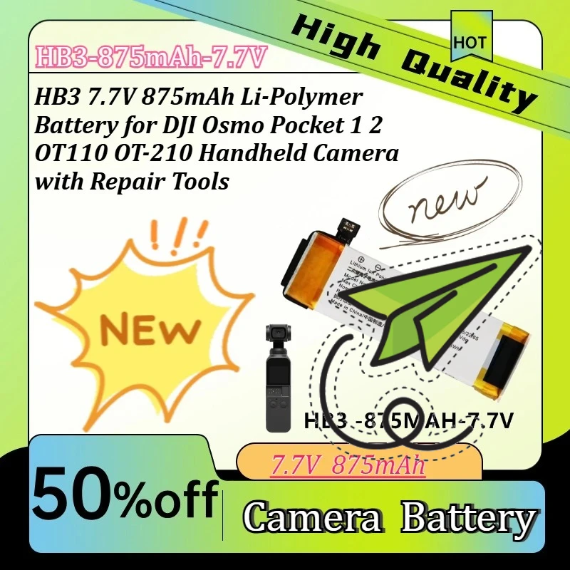 7.7V 875mAh Li-Polymer Battery for DJI Osmo Pocket 2 1 OT110 OT-210 Handheld Camera with Repair Tools HB3