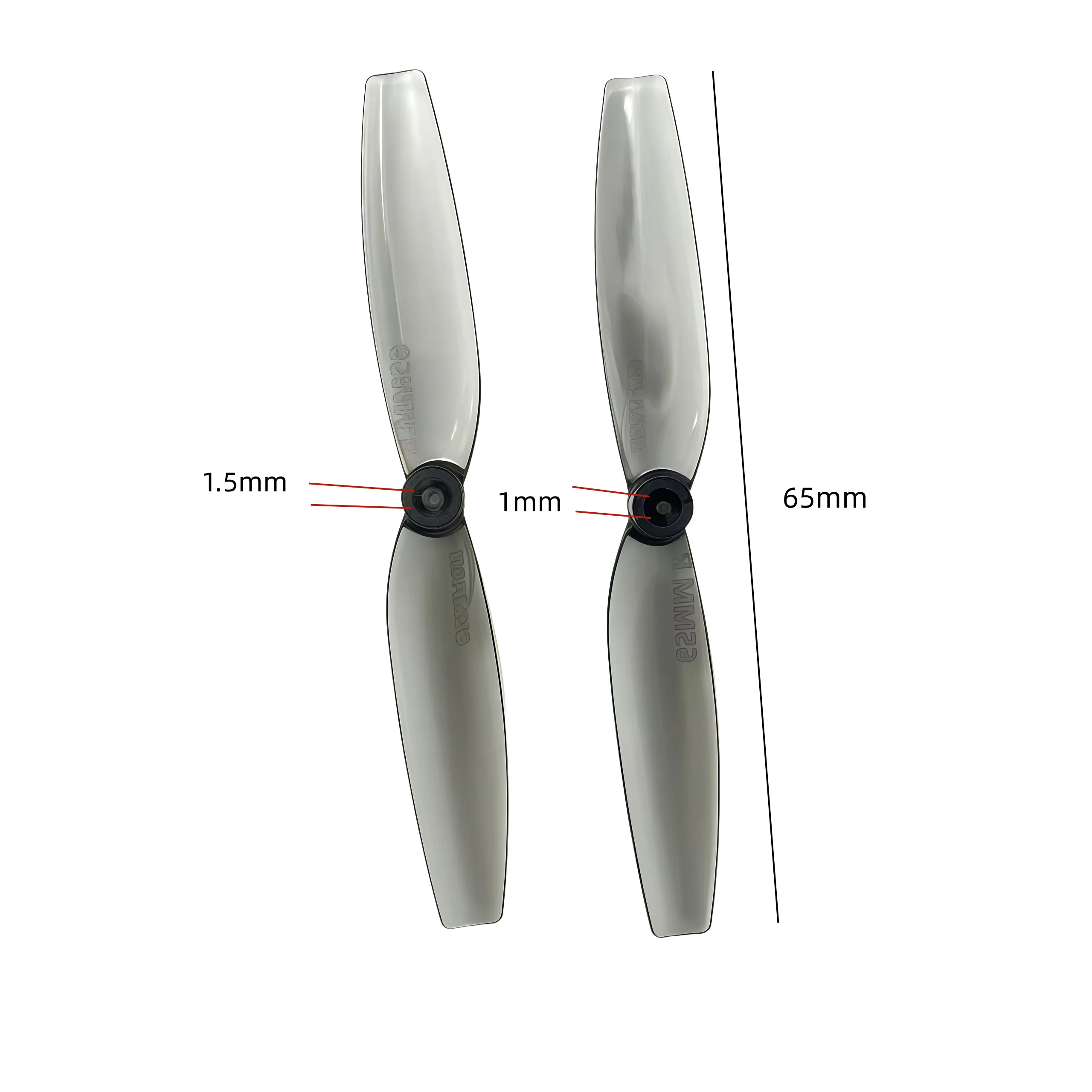 

1.0mm 1.5mm two-leaf propeller, Qianfeng 65mmwith DJI DJI Tello 3-inch propeller front and back propeller hollow cup