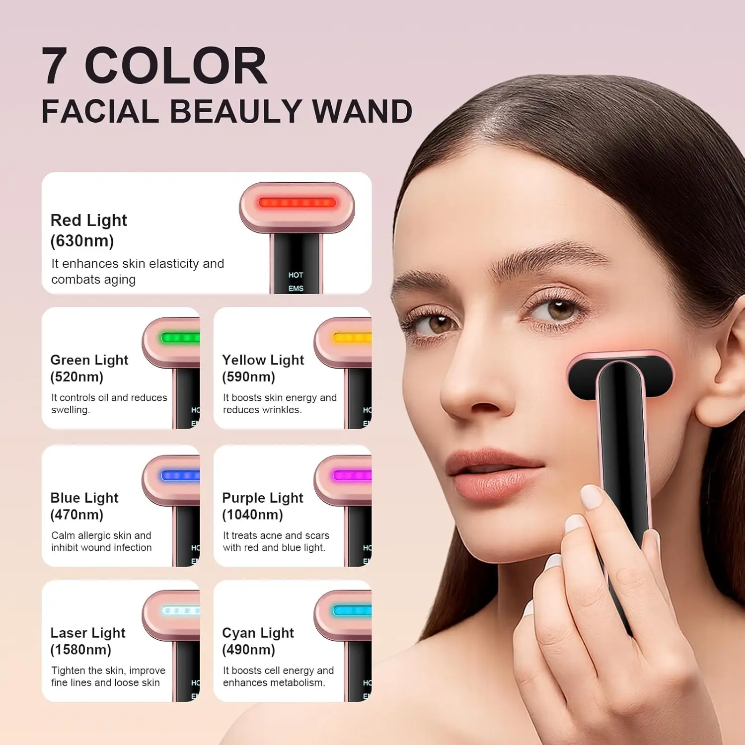 Smart Library Red Light 18Rotating Head Microcurrent Facial Sculptor 7Color Led 42CHot Compress Usb Type C