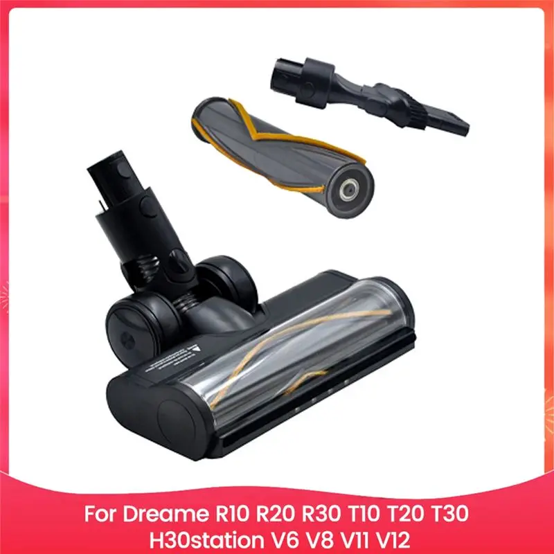 

Электрическая вакуумная щетка AUAU для Dreame R10 R20 R30 V6 V8, запасная часть, мягкая роликовая насадка для пола со светодиодной подсветкой для обнаружения пыли A