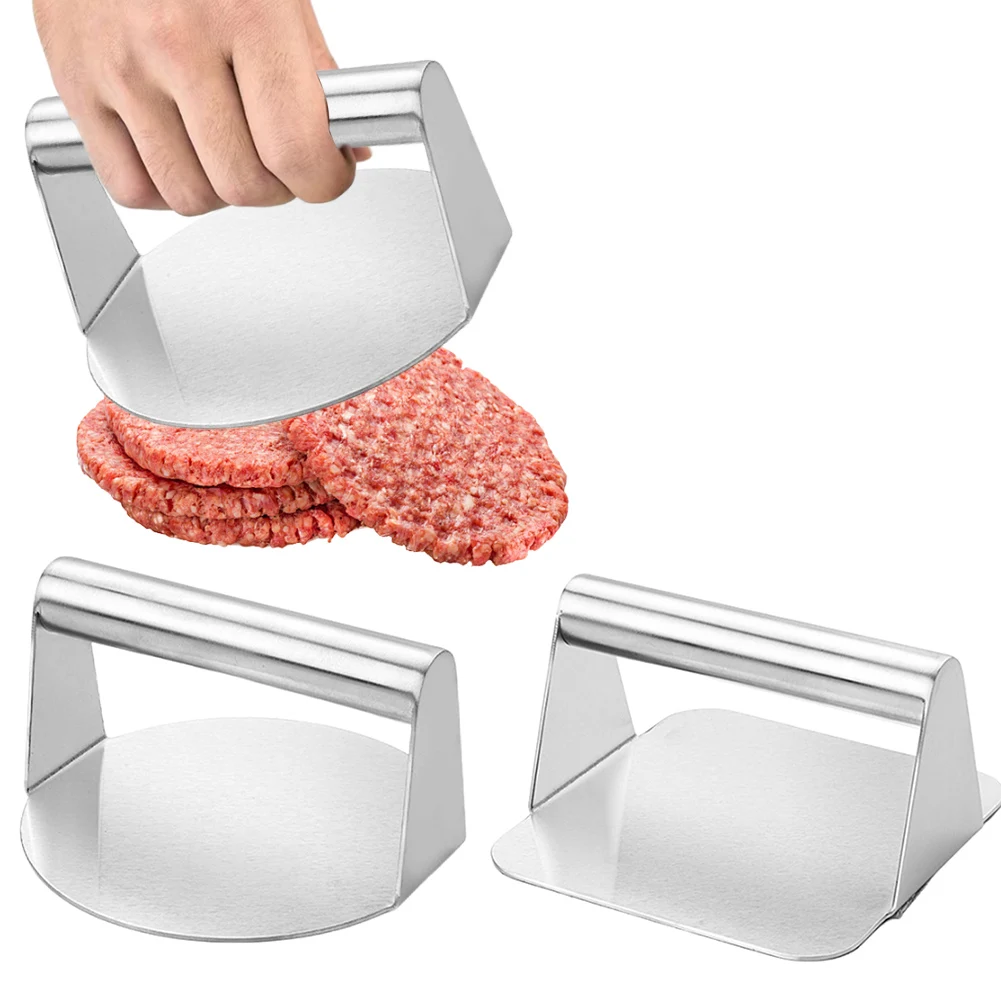 Stainless Steel Hamburger Press Non-Stick Meat Press Hamburger Smasher Tool for Smashburger Bacon Ground Beef Meat Sausage