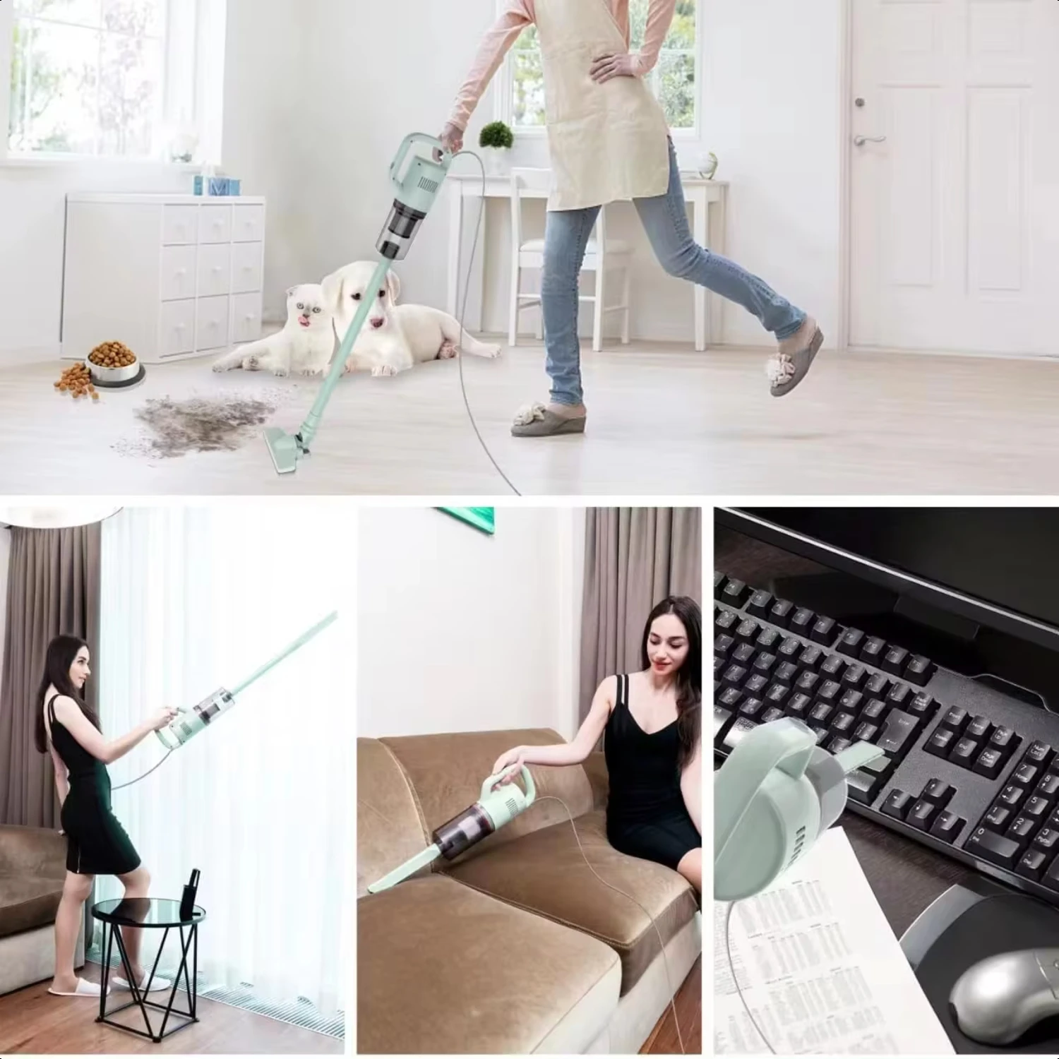 New Stick Vacuum Cleaner, Corded Handheld Vacuum Cleaner Mini  Broom  Pet Hair Hardwood Floor Cat Litter Carpet Cleaning