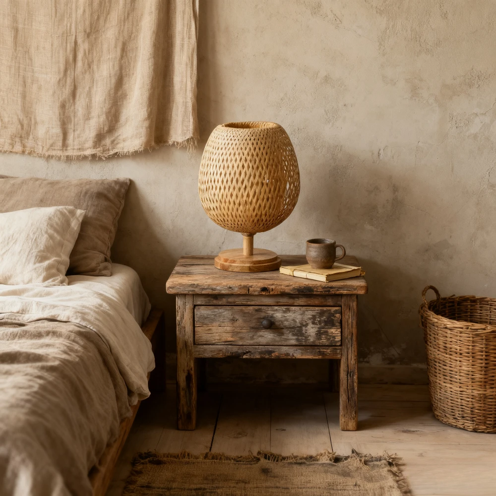 

Bamboo Weaving Bamboo Handicrafts Minimalist Bedroom Study Desk Lamp Bedside Table Lamp Japanese Book Lamp D23xH36cm