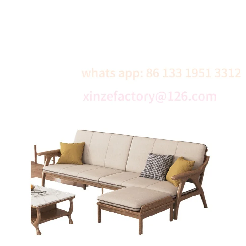Soggiorno in legno massello divano invernale ed estivo a duplice uso piccola casa moderna semplice tessuto a tre posti transfrontaliero