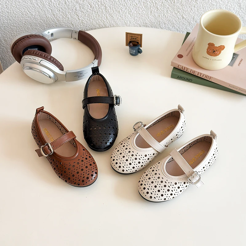 

Girls' Autumn New Children's Hollow Show Summer Princess Shoes Children's Soft-soled Single School Student Loafer