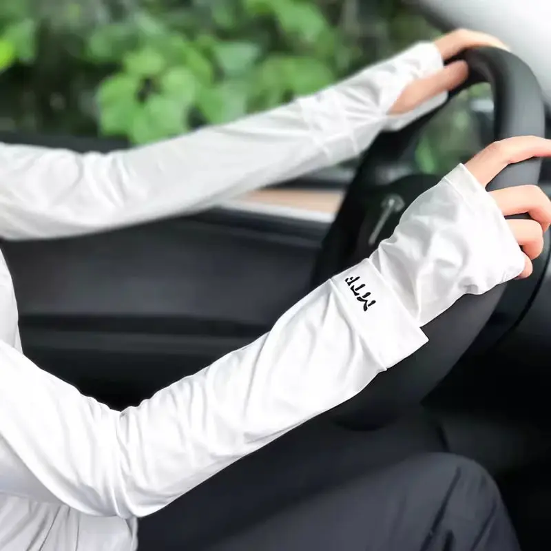 

Sweat-Absorbent Driving Gloves, Summer Sun Protection, Thin Ice Silk Arm Sleeves, Arm Protection for Men and Women, Non-Slip Loose Ice Sleeves