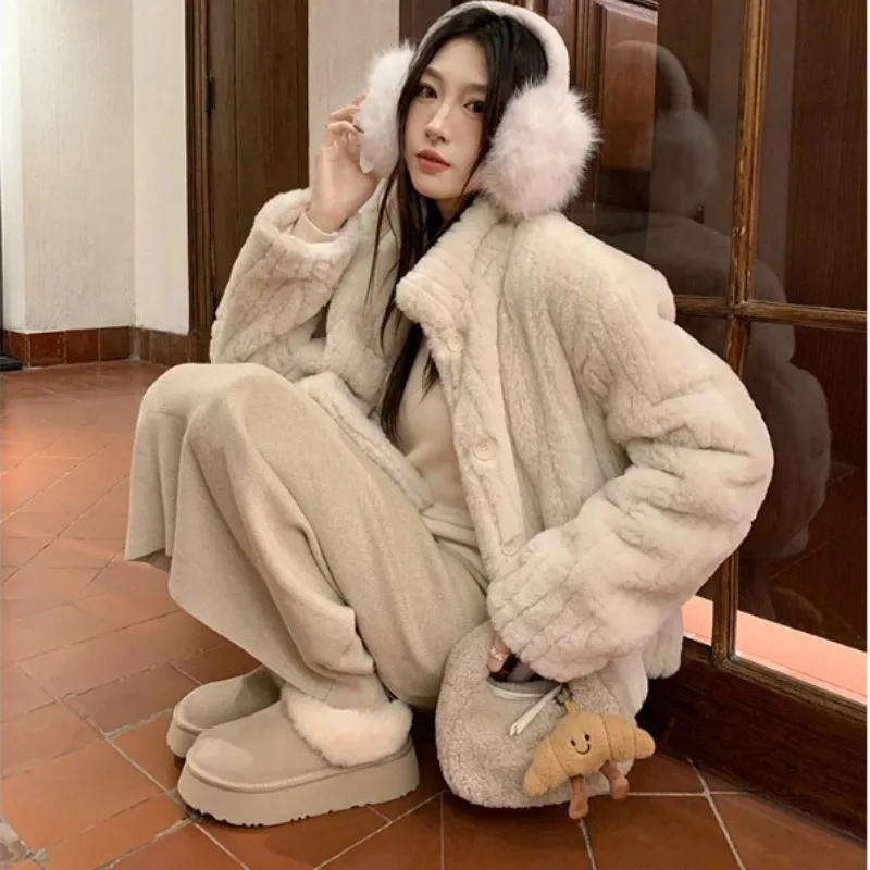 

Fluffy Thick Sole Snow Boots for Women 2026 New Winter Non Slip Thickened Warm Slip on Fleece Lined Cotton Shoes