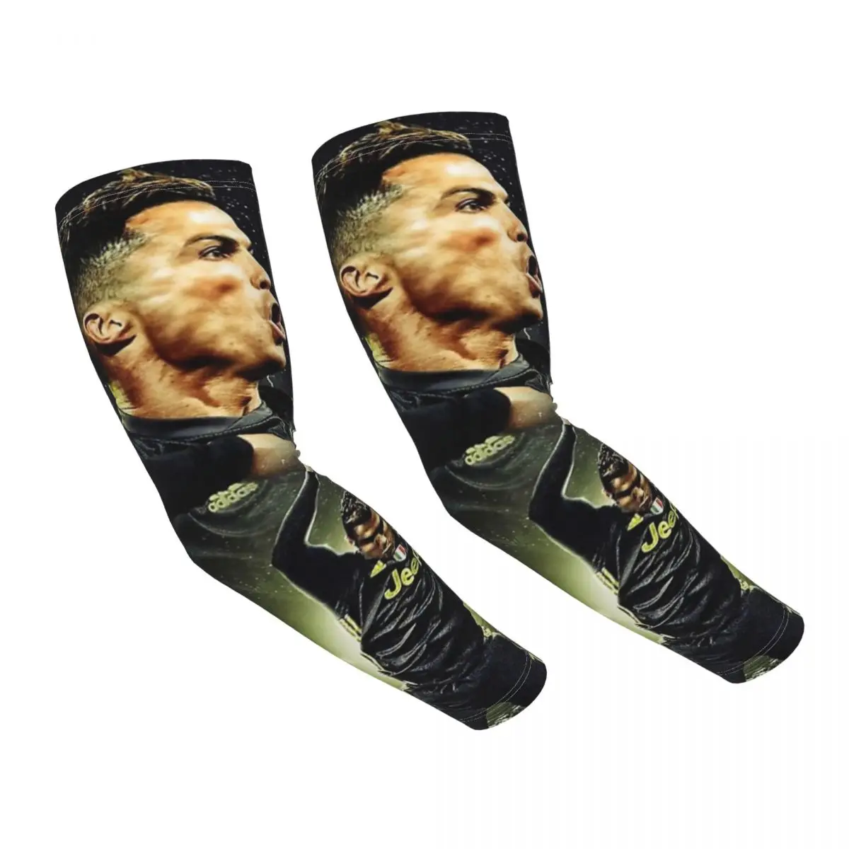 كريستيانو رونالدو Cr7 (2) أكمام أذرع تبريد خارجية من الشمس فوق البنفسجية غطاء حماية صيفي من الحرير الجليدي لركوب الدراجات وأكمام وشم