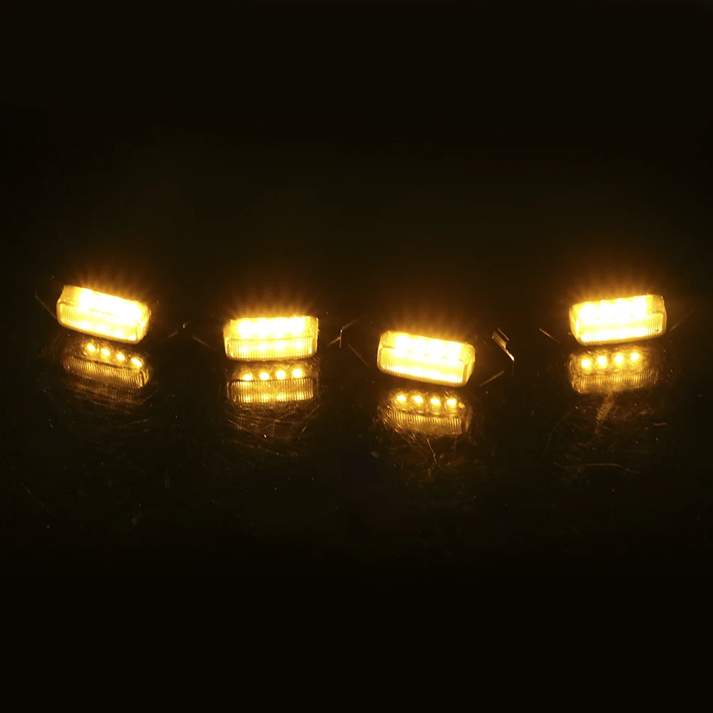 Car LED Grille Amber Lights 4Pcs/Set Front Grille Lighting Kit 12V Car Styling Accessories