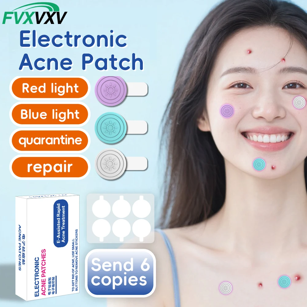 FVXVXV 6PCS Electric Face Acne Patch LED Skin Care Pimple Acne Patches Covering Acne Pimple Patch Skin Care Tools