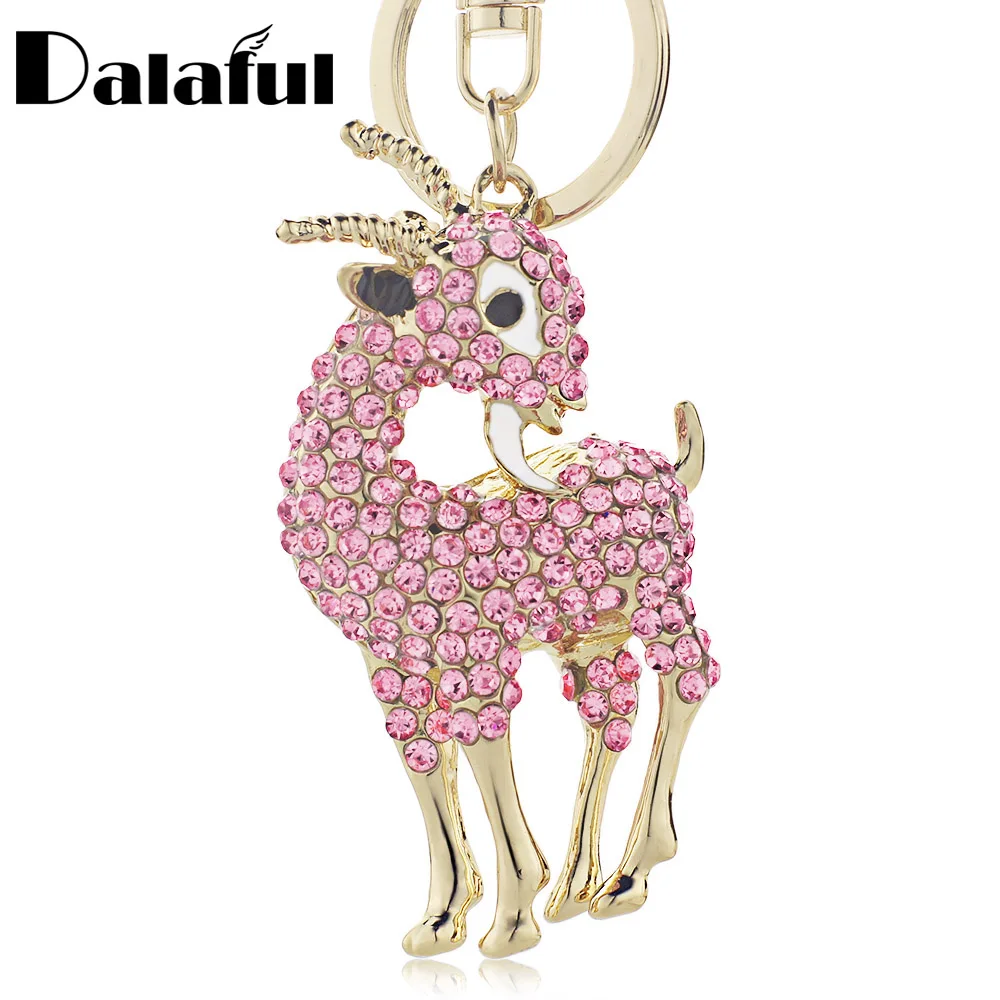 Unique Sheep Goat Key Chains Holder Crystal Purse Bag Buckle HandBag Pendant For Car Keychains Keyrings K259