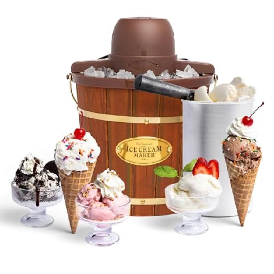 

Electric Ice Cream Maker - Old Fashioned Soft Serve Ice Cream Machine Makes Frozen Yogurt or Gelato in Minutes - Fun Kitchen Ap